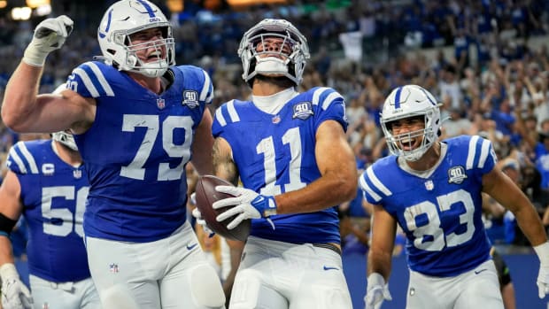 Indianapolis Colts Michael Pittman Celebrates vs. Jacksonville Jaguars